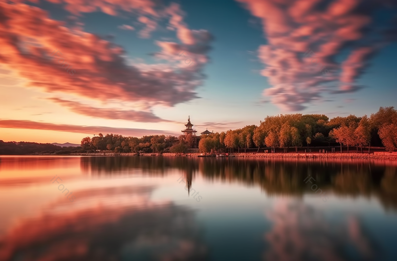 实拍天空变幻的云树林湖面背景,高清,摄影图,摄影图片,图片大全,摄影图免费下载